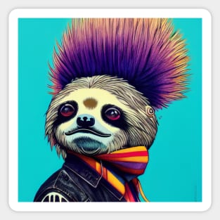 Sloth dressed as a punk rocker Sticker